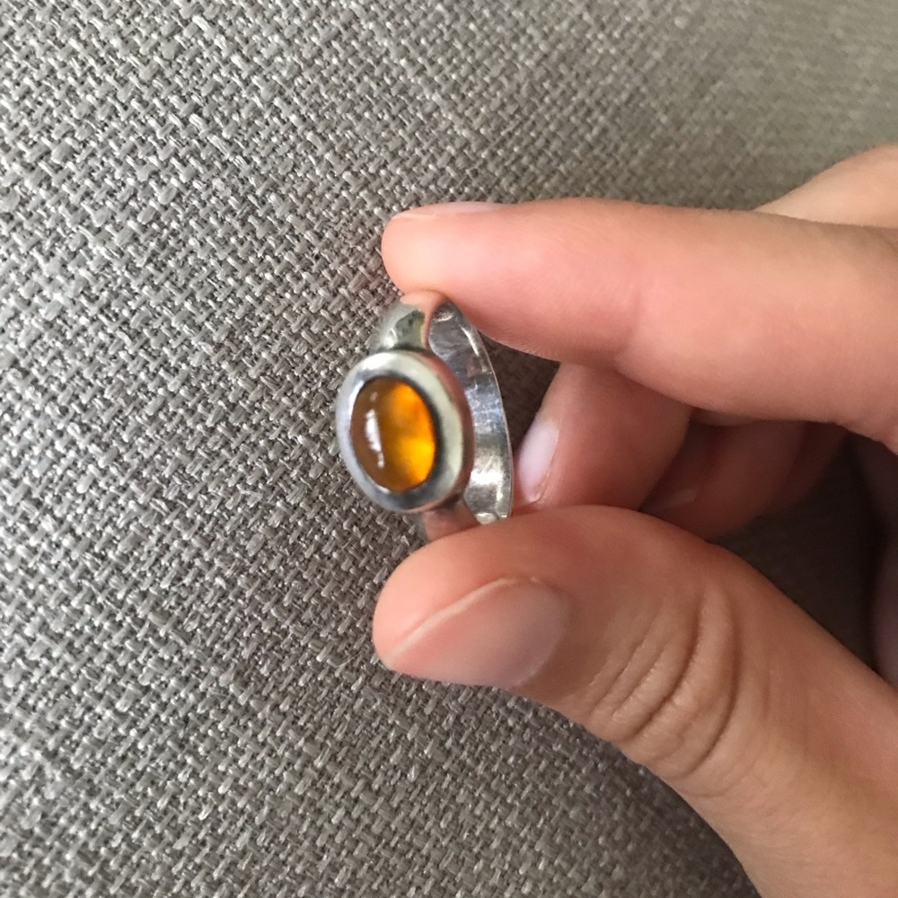 Sterling Silver Amber Ring